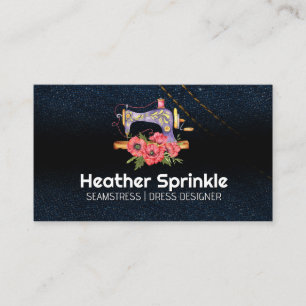 Vintage Nähmaschine   Rose   Jean Fabric Visitenkarte