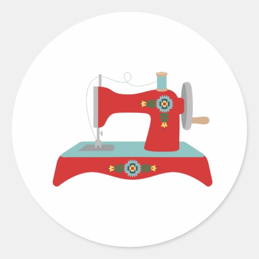Vintage Nähmaschine Runder Aufkleber (Vorderseite)