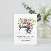 Vintage Nähmaschine Schwarz-weiße Postkarte (Stehend Vorderseite)