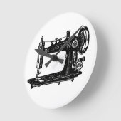 Vintage Nähmaschine Schwarzweiß Runde Wanduhr (Winkel)