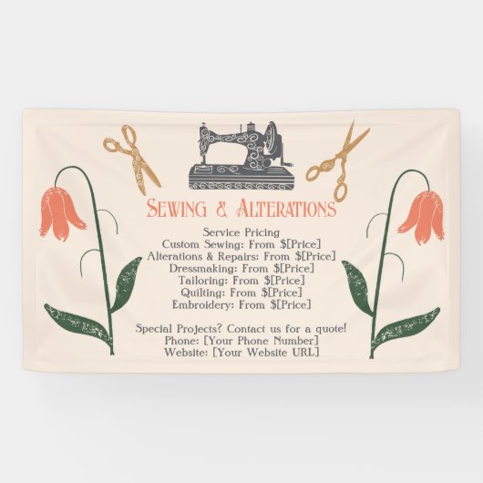 Vintage Nähmaschine Seamstress Banner (Horizontal)