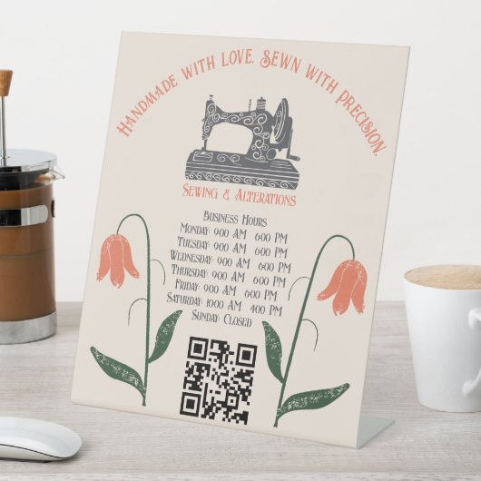 Vintage Nähmaschine Seamstress Sockelschild (In Situ)