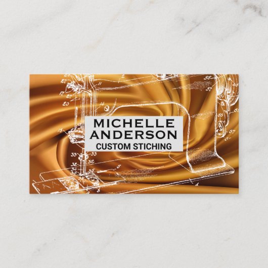 Vintage Nähmaschine | Seidengewebe Visitenkarte (Vorderseite)