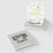 Vintage Nähmaschine Steinuntersetzer (Seitenansicht)