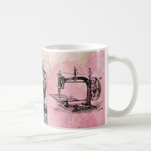 Vintage Nähmaschine-u. Begriffs-Kaffeetasse Kaffeetasse (Rechts)