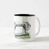 Vintage Nähmaschine und Blume Zweifarbige Tasse (VorderseiteRechts)