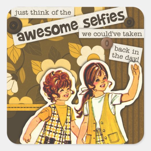 "Vintage Nähmuster Art" Selfie Stickers (Vorderseite)
