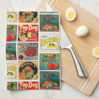 Vintage Nahrung beschriftet buntes Muster