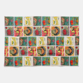 Vintage Nahrung beschriftet buntes Muster Geschirrtuch (Horizontal)