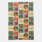 Vintage Nahrung beschriftet buntes Muster Geschirrtuch (Vertikal)