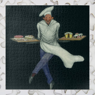 Vintage-Nahrungsmittelgeschäft, Bäcker mit Gebäckd Puzzle