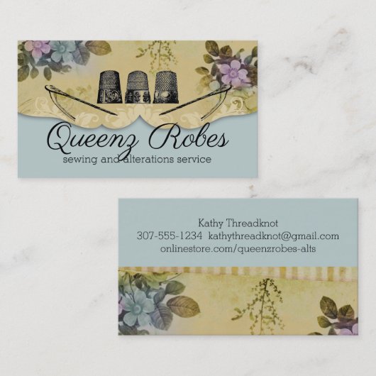 Vintage Nähthimmel für die Stickerei Visitenkarte (Vorne/Hinten)