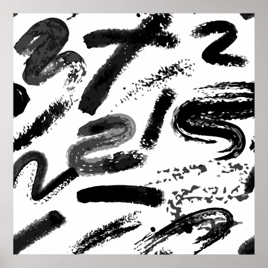 Vintage, nahtlos handlackierte Wasserfarbenbürste Poster (Vorne)