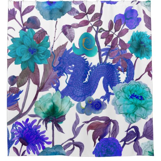 Vintage nahtlose asiatische Traditionsmuster. Japa Duschvorhang (Vorderseite)