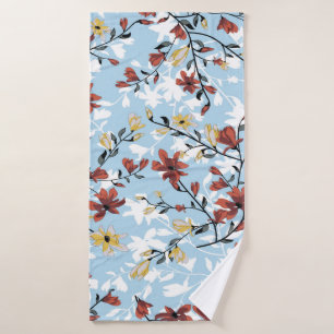 Vintage nahtlose Blume. Einfache Blumenbäume Badehandtuch
