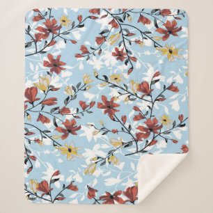 Vintage nahtlose Blume. Einfache Blumenbäume Sherpadecke