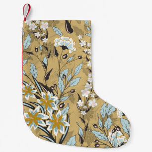 Vintage nahtlose Blumenmuster auf schwarzem Hinter Kleiner Weihnachtsstrumpf