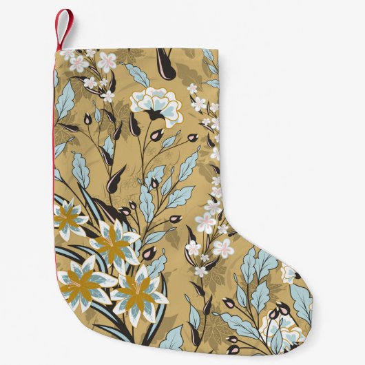 Vintage nahtlose Blumenmuster auf schwarzem Hinter Kleiner Weihnachtsstrumpf (Vorderseite)