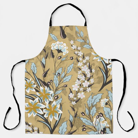 Vintage nahtlose Blumenmuster auf schwarzem Hinter Schürze (Vorderseite)