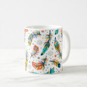 Vintage nahtlose Federmuster im bohischen Stil Kaffeetasse (VorderseiteRechts)