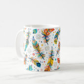 Vintage nahtlose Federmuster im bohischen Stil Kaffeetasse (Vorderseite Links)