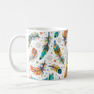 Vintage nahtlose Federmuster im bohischen Stil Kaffeetasse