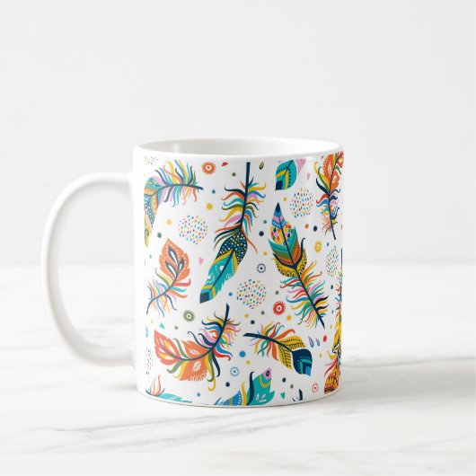 Vintage nahtlose Federmuster im bohischen Stil Kaffeetasse (Links)