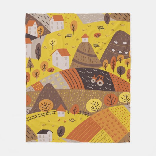 Vintage nahtlose Herbstlandschaft Fleecedecke (Vorderseite)