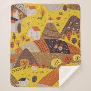 Vintage nahtlose Herbstlandschaft Sherpadecke