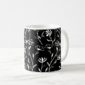 Vintage Nahtlose Kontur Blumenmuster. Hand Gezeich Kaffeetasse (VorderseiteRechts)