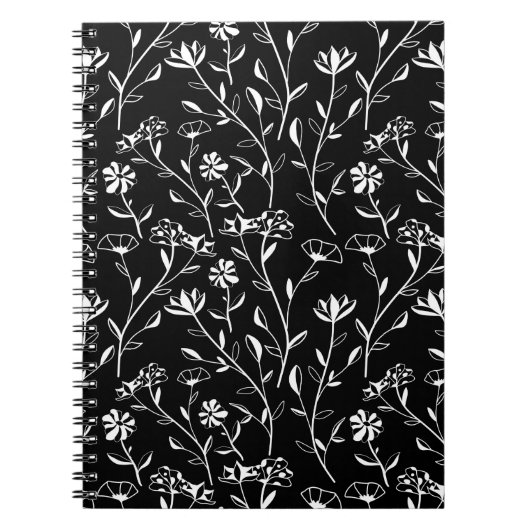 Vintage Nahtlose Kontur Blumenmuster. Hand Gezeich Notizblock (Vorderseite)