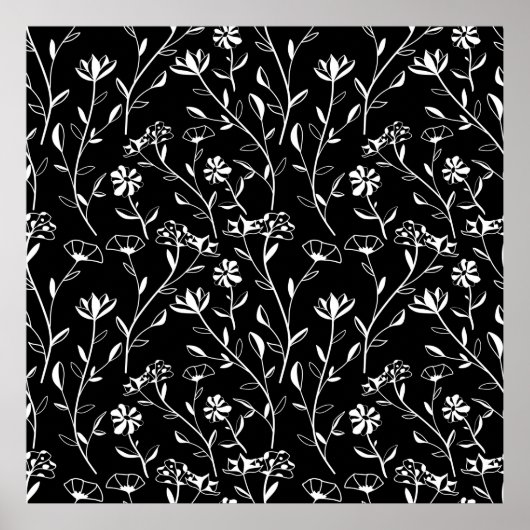 Vintage Nahtlose Kontur Blumenmuster. Hand Gezeich Poster (Vorne)