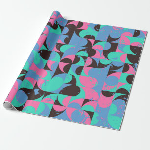 Vintage nahtlose Musterfliesen in Schwarz, Neonros Geschenkpapier