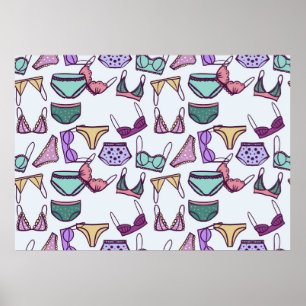 Vintage nahtlose Musterunterwäsche: BH und Panti Poster