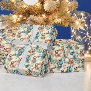 Vintage Nahtlose Poodle-Illustration Geschenkpapier