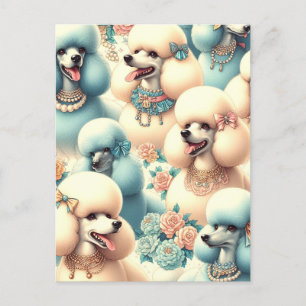 Vintage Nahtlose Poodle-Illustration Postkarte