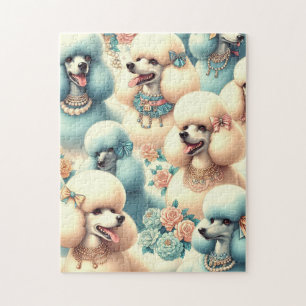 Vintage-nahtlose-Pudel-Illustration Puzzle