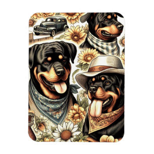Vintage Nahtlose Rottweiler-Illustration Magnet