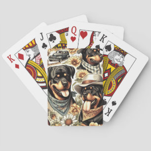 Vintage Nahtlose Rottweiler-Illustration Spielkarten