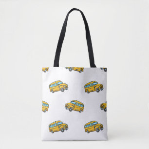 Vintage nahtloses Muster mit Schulbus. bus,Schule Tasche