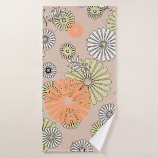 Vintage naive stilisierte geometrische Blume nahtl Badehandtuch
