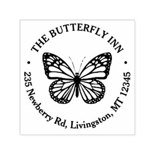 Vintage-Name-Rücksendeadresse Schmetterling-Logo Permastempel