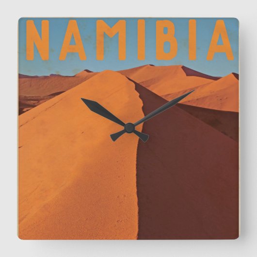 Vintage Namibia Quadratische Wanduhr (Vorderseite)
