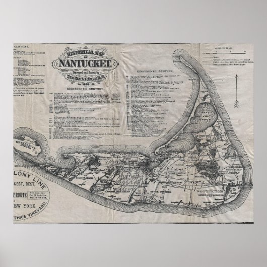 Vintage Nantucket Karte Poster (Vorne)