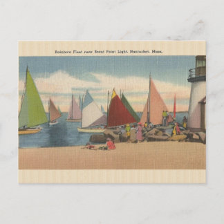 Vintage Nantucket Mass. Brant Point Light Postkart Postkarte