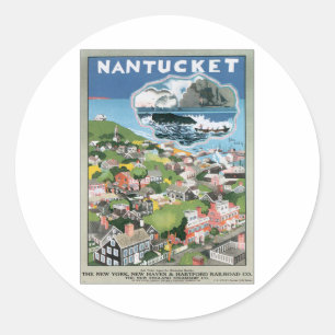 Vintage Nantucket-Massachusetts Runder Aufkleber