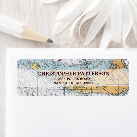 Vintage Nantucket Navigation Chart Address Labels (Insitu)