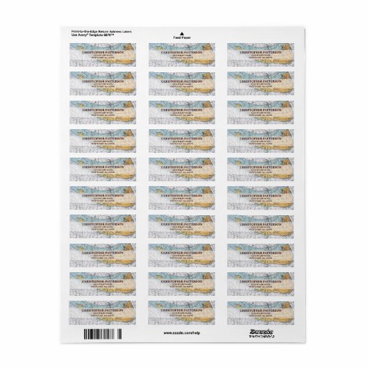 Vintage Nantucket Navigation Chart Address Labels (Vorne)