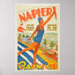 Vintage Napier-Karnevals-Neuseeland-Reise Poster