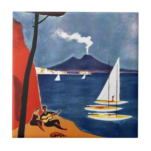 Vintage Napoli Liebe Romantik Fliese (Vorderseite)